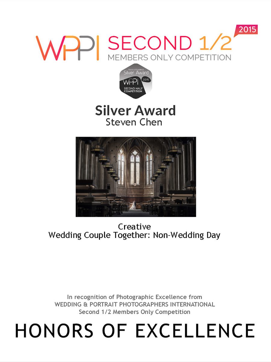 2015 WPPI Second Half Online competition Silver Award of Creative Division – Wedding Couple Together: Non-Wedding Day